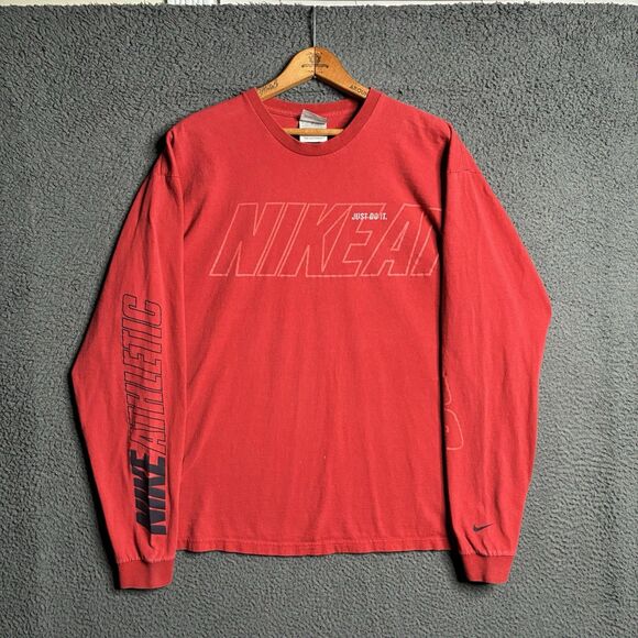 Vintage Y2K Nike Spell Out Size Large Long Sleeve T-Shirt Men’s Swoosh - Picture 1 of 14